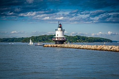 Spring Point Ledge Lighthouse at End of Breakwater in Maine
